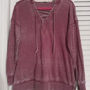 Hooded tunic sweatshirt Size M light burgundy color